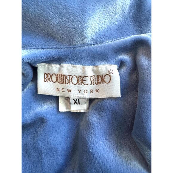 Vintage Brownstone Studio Blue Plush Jeweled Zip Robe - Picture 6 of 11